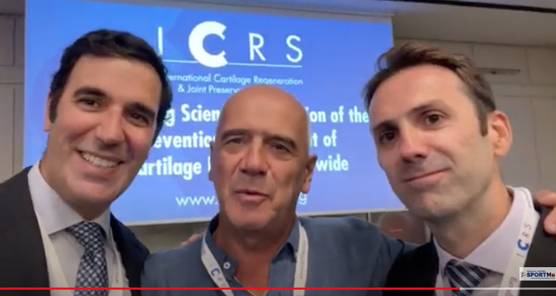 Saluda Dr Alberto Gobbi (MIlan) a alumnos del III CUrso #ortobiomsk (con Drs Bernáldez y Dallo)